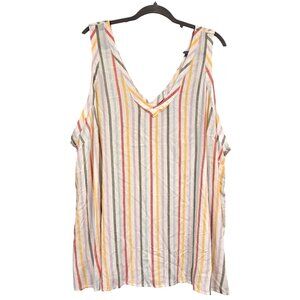 Torrid‎ Challis Pleated Detail Rainbow Striped Sleeveless V-Neck Tank Top 4